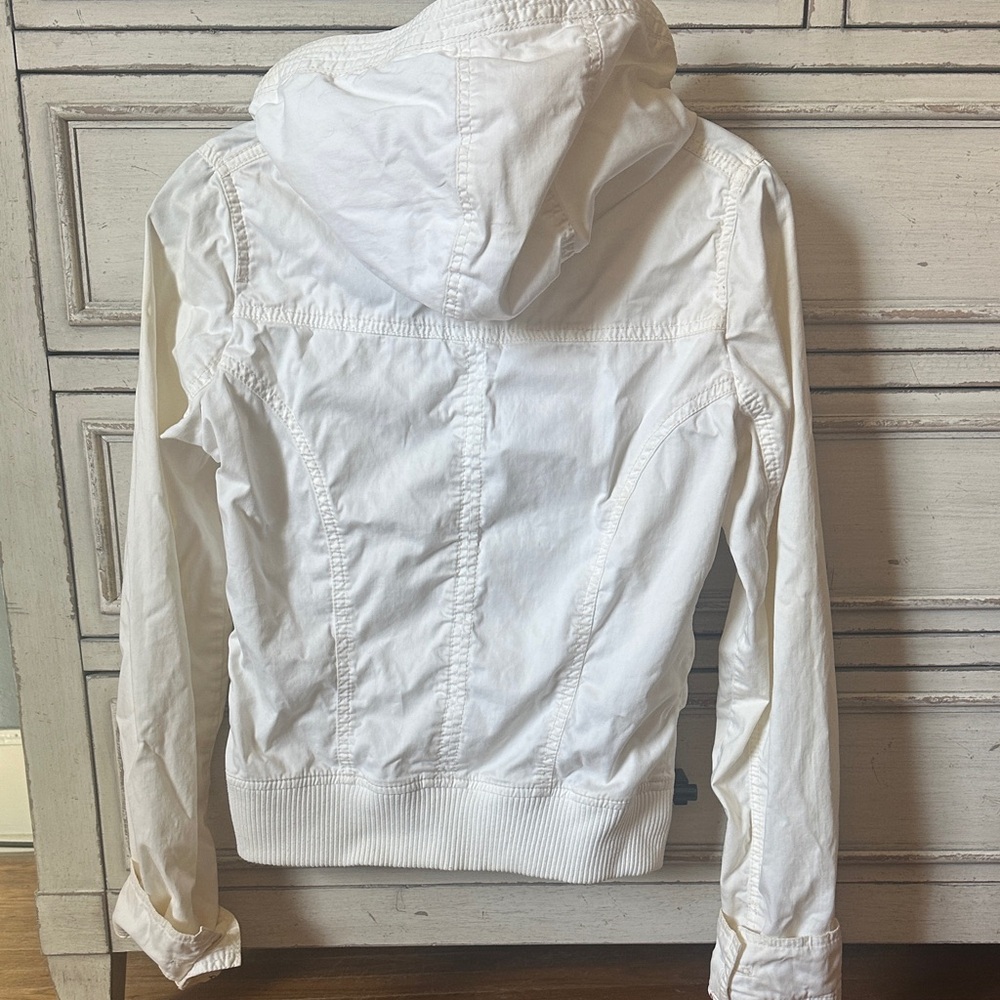 Y2K Vintage Hollister Ivory Hooded Zip Jacket - Picture 5 of 9